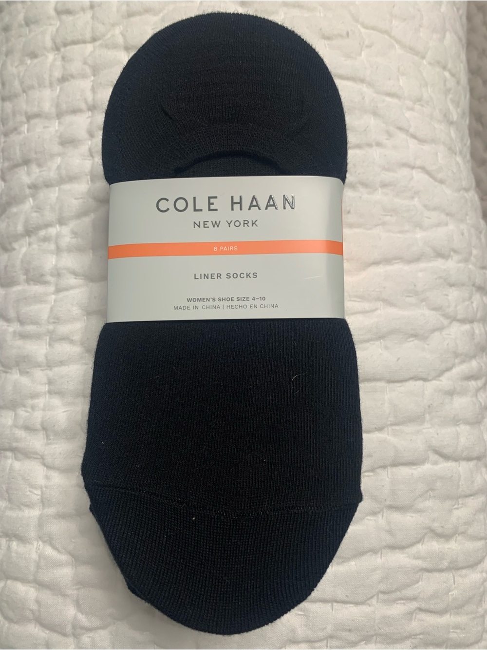 Cole Haan, black in color No-Show Liner Socks eight pairs